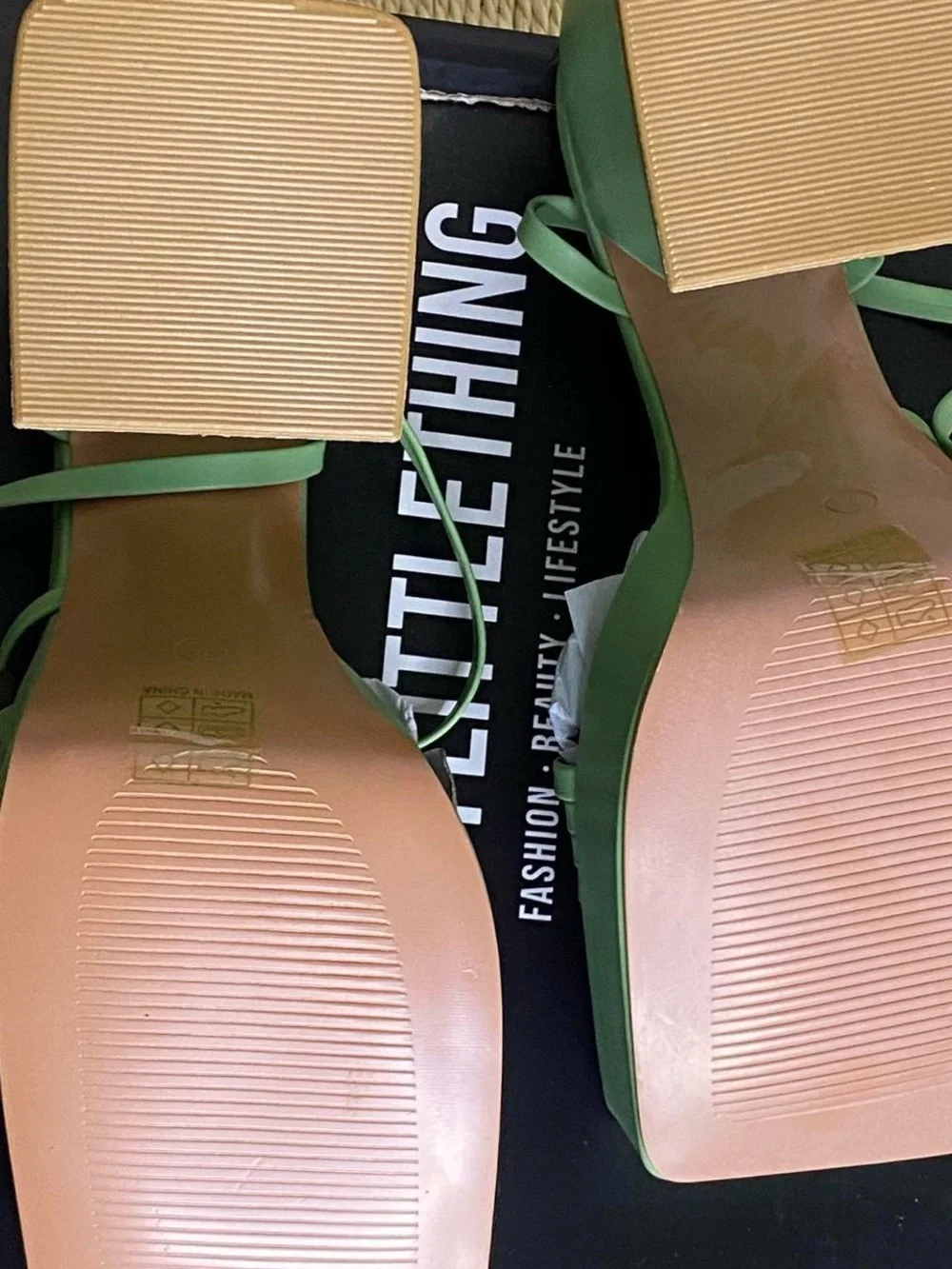 PrettyLittleThing Mint Green Platform Block Heel Sandals